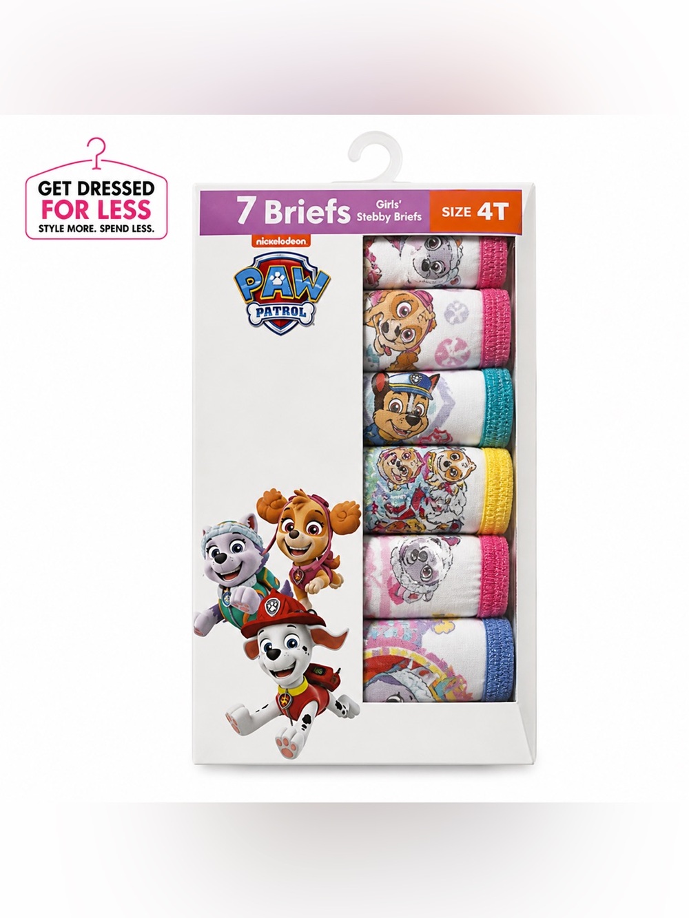Paw Patrol Girls Briefs Size 4T 6 Pack Cotton Underwear Chase Kids Nickelodeon